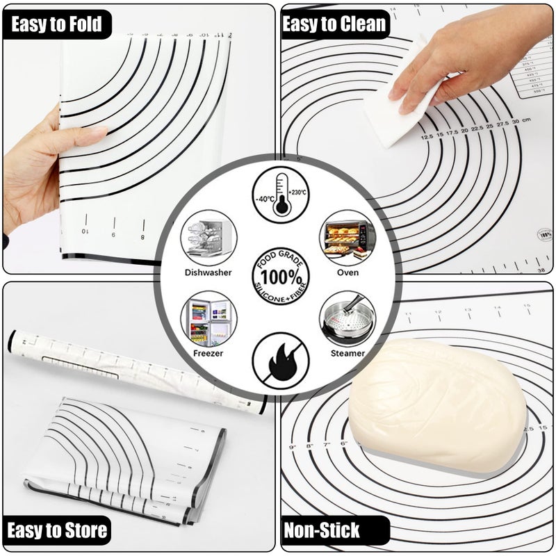 Mepple Stainless Steel Rolling Pin with Thickness Rings and Pastry Baking Mat, 13.6" Adjustable Rolling Pin Dough Roller for Baking Cookie Pizza, Comes with Large Silicone Pastry Mat and Wooden Stand - Image 5