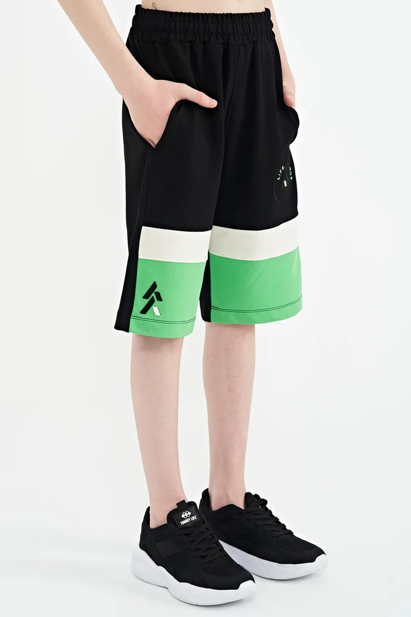 Tommy Life Black Printed Laced Embroidery Detailed Standard Pattern Boy Shorts - 11129