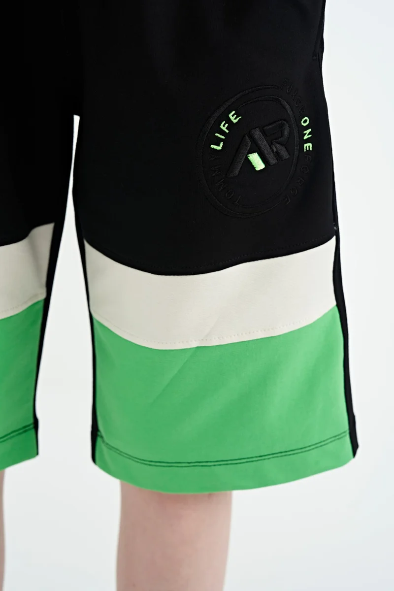 Tommy Life Black Printed Laced Embroidery Detailed Standard Pattern Boy Shorts - 11129