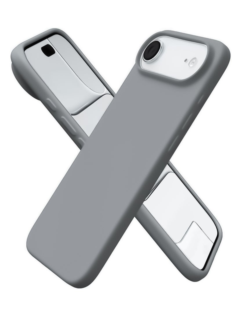 Compatible with iPhone 17 Air Case Slim Liquid Silicone 4 Layers Soft Gel Rubber Shockproof Protective Phone Case with Anti Scratch Microfiber Lining (Grey)
