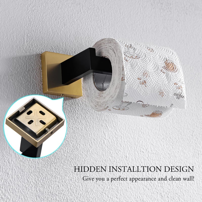 TURS Black and Gold Toilet Paper Holder Wall Mount Paper Towel Holder Stainless Steel Tissue Holder - Image 3