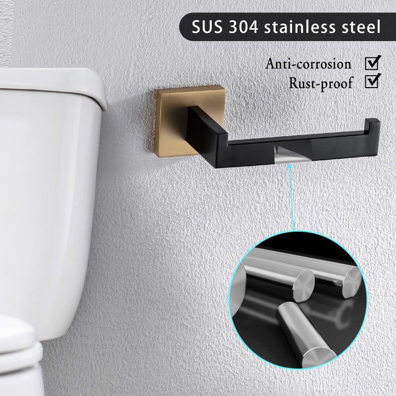 TURS Black and Gold Toilet Paper Holder Wall Mount Paper Towel Holder Stainless Steel Tissue Holder - Image 2