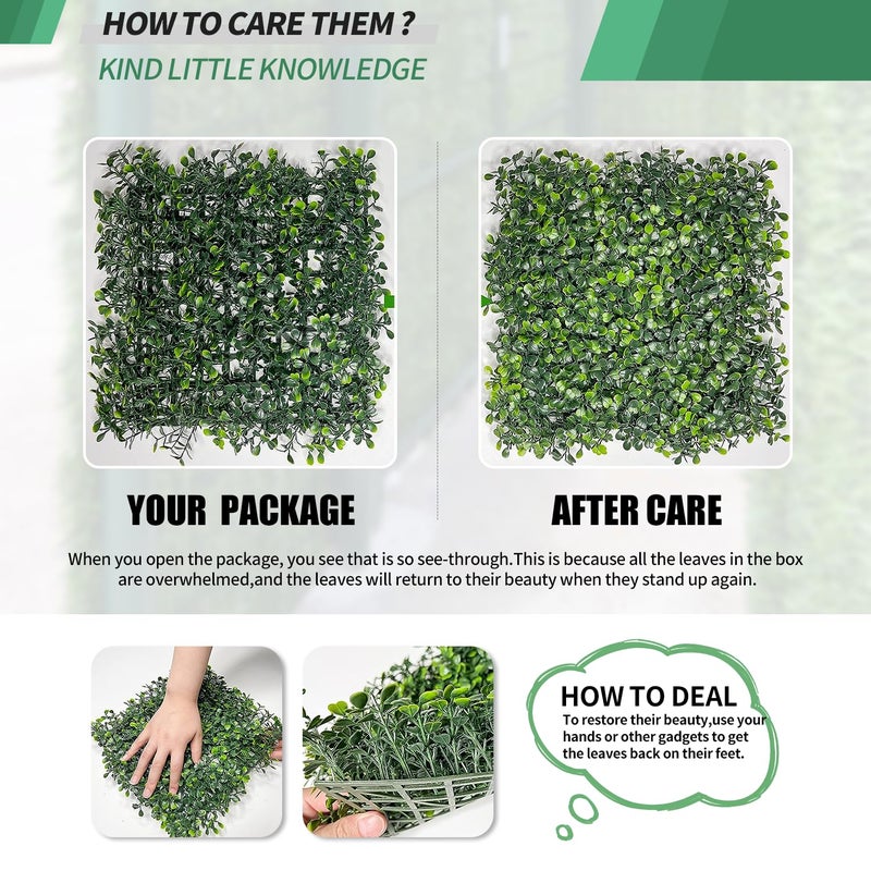 Skloopearg Artificial Grass Wall Panels, 12 PCS 10"x10" Boxwood Hedge Wall Panels with 100 Zip Ties, Boxwood Panels Backdrop for Outdoor Indoor Decorative Garden Fences Backyard Patio Privacy Hedge - Image 4
