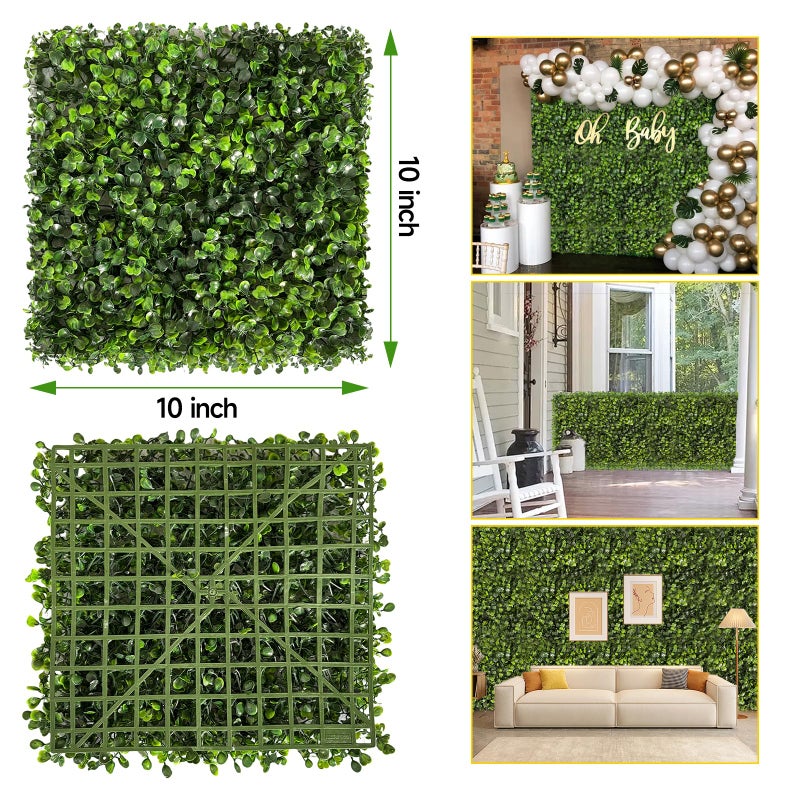 Skloopearg Artificial Grass Wall Panels, 12 PCS 10"x10" Boxwood Hedge Wall Panels with 100 Zip Ties, Boxwood Panels Backdrop for Outdoor Indoor Decorative Garden Fences Backyard Patio Privacy Hedge - Image 2