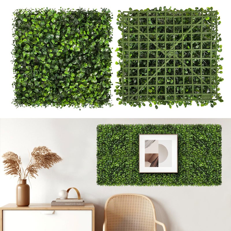 Skloopearg Artificial Grass Wall Panels, 12 PCS 10"x10" Boxwood Hedge Wall Panels with 100 Zip Ties, Boxwood Panels Backdrop for Outdoor Indoor Decorative Garden Fences Backyard Patio Privacy Hedge - Image 1