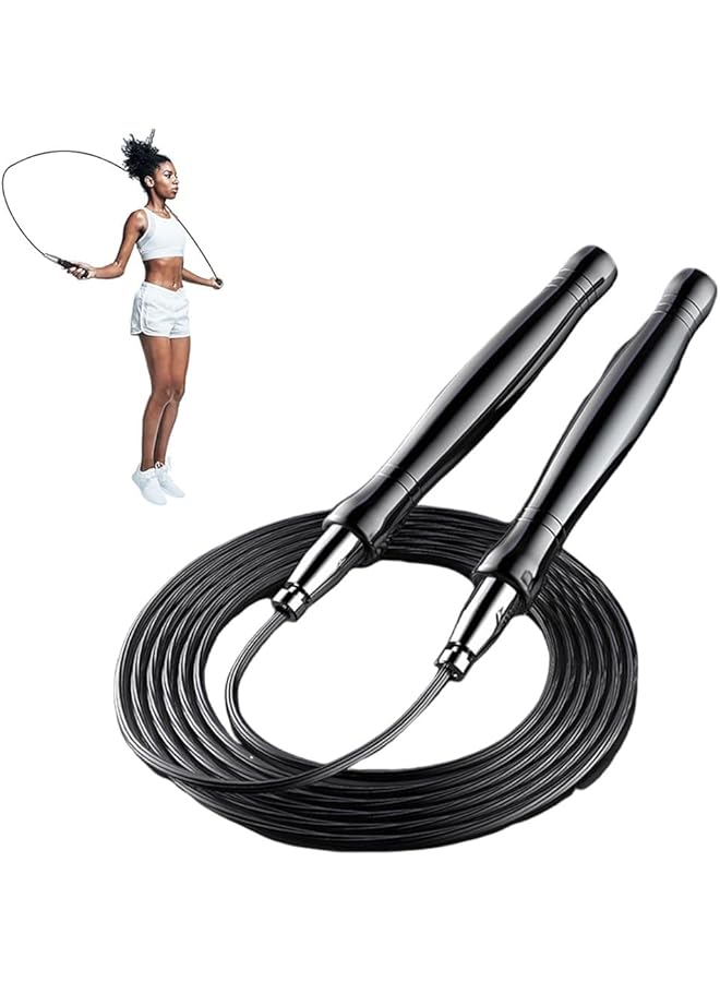 PROMASS Jumping Rope,High Speed Skip Rope Durable Grip With 2 Skipping Rope Tangle-Free Skipping Rope Adjustable Self-Locking 360 Degree Spin Jump Rope For Men Women Kids Fitness Exercise-Black - Image 1