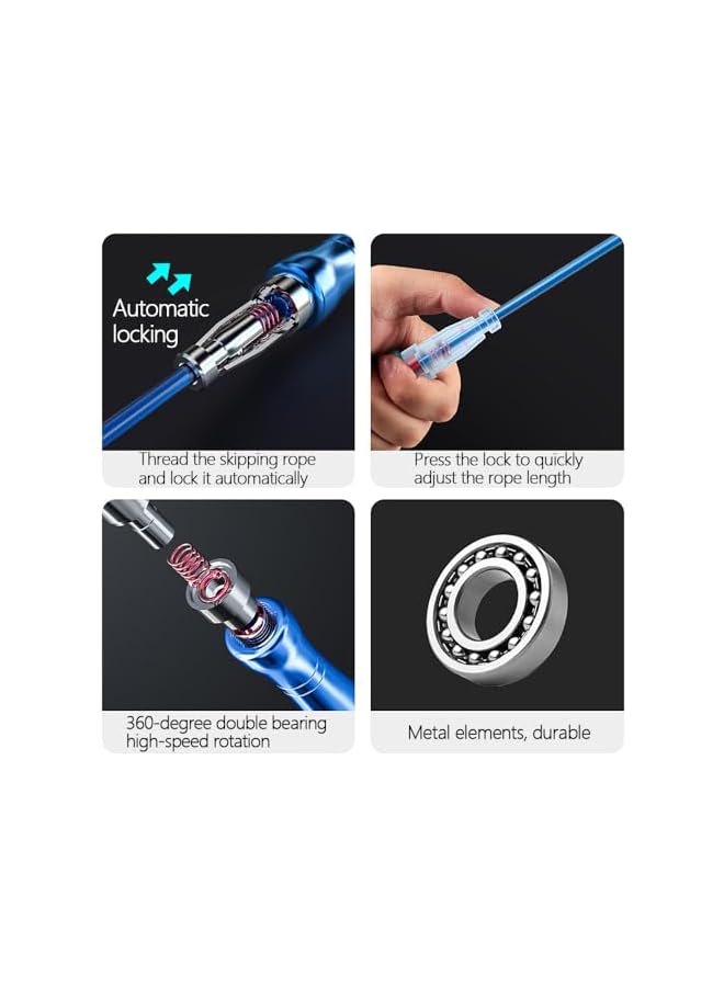 PROMASS Jumping Rope,High Speed Skip Rope Durable Grip With 2 Skipping Rope Tangle-Free Skipping Rope Adjustable Self-Locking 360 Degree Spin Jump Rope For Men Women Kids Fitness Exercise-Black - Image 4