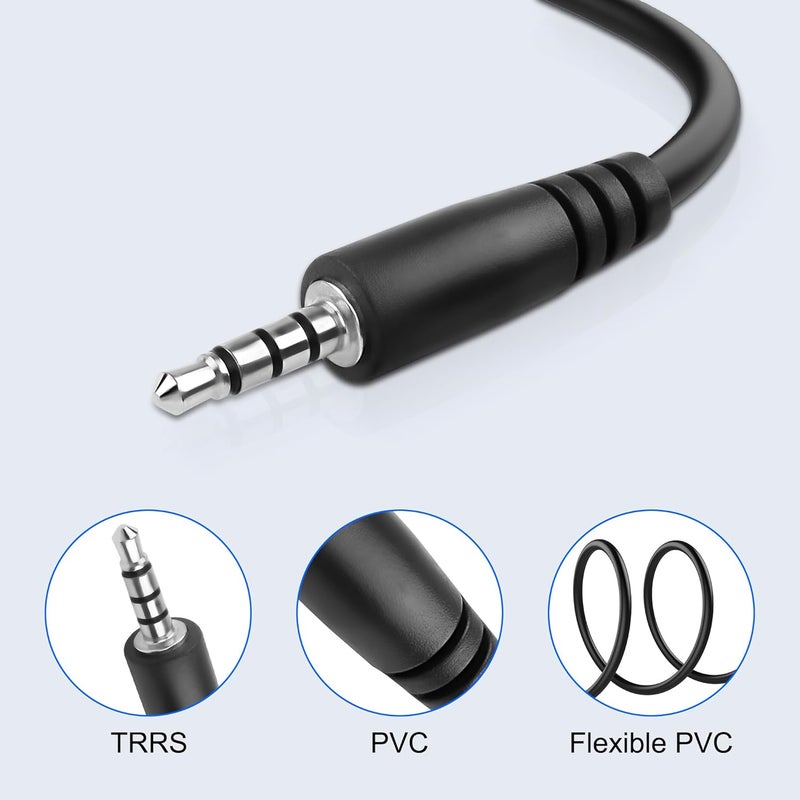 ميريفا كابل تمديد صوتي 3.5mm TRRS إلى D-Type للتركيب في اللوحة، كابل سماعة رأس ستريو 3.5mm 1/8" TRRS ذكر إلى D-Type أنثى مقبس رباعي القطب للسماعات، اللابتوب، الميكروفون - 53 سم (3.5mm TRRS ذكر) - Image 4