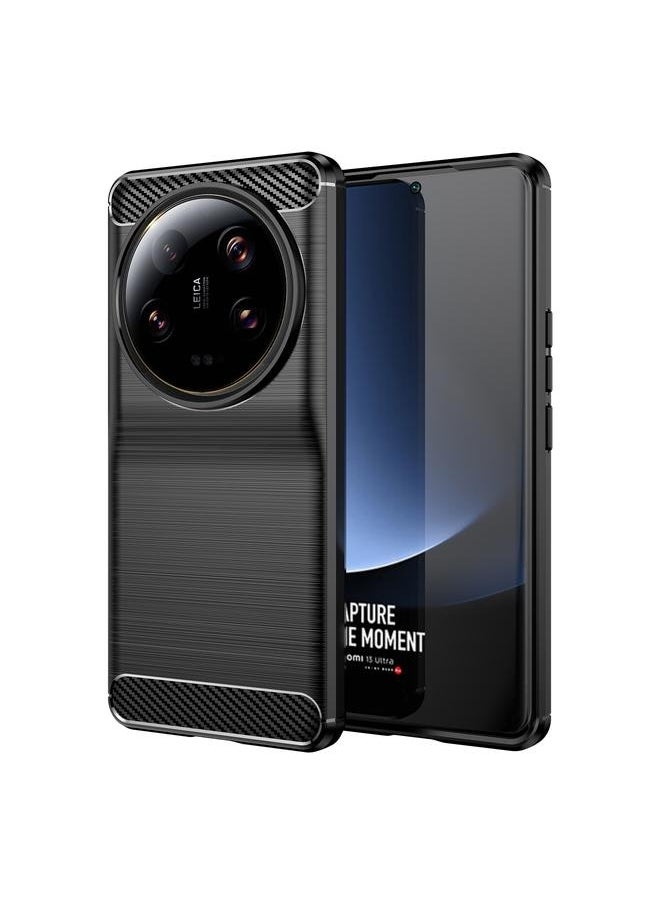 Green Tiger For Xiaomi 13 Ultra Carbon Fiber Brushed Texture TPU Case(Black)  - Image 1