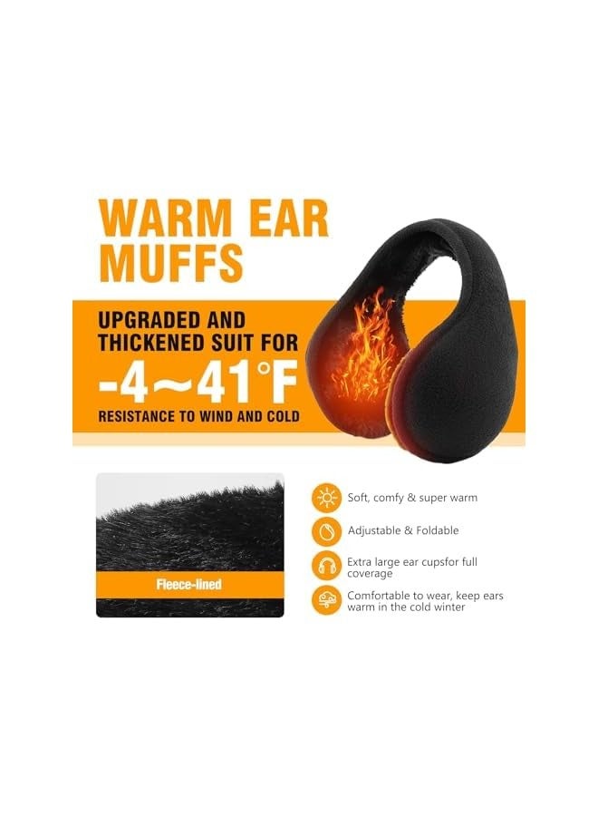 PROMASS Ear Muffs Winter Women Men Unisex, Adjustable Foldable Soft Warm Ear Warmers, Behind The Head Winter Warm Fur Earmuffs for Outdoor Activities, Cold Weather, Black - Image 3