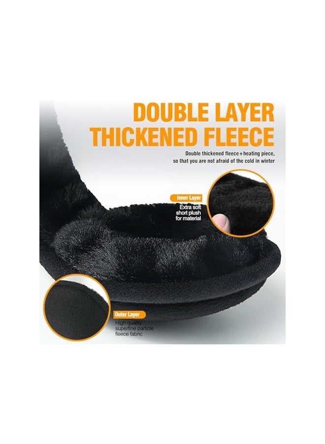 PROMASS Ear Muffs Winter Women Men Unisex, Adjustable Foldable Soft Warm Ear Warmers, Behind The Head Winter Warm Fur Earmuffs for Outdoor Activities, Cold Weather, Black - Image 4