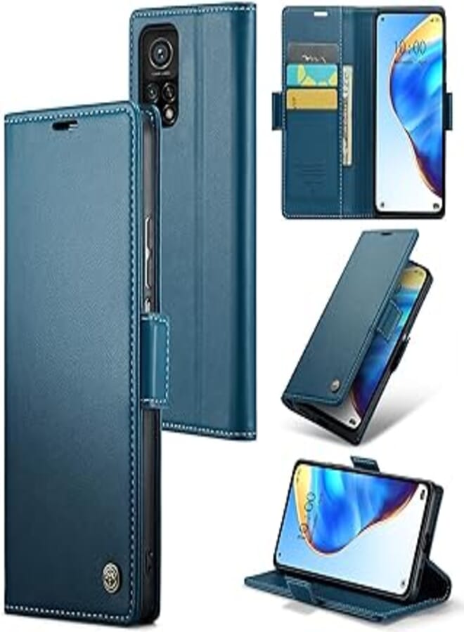 Phone Case Compatible with Mi 10T / Mi 10T Pro Case, Premium PU Leather Flip Case Card Holder Slot Compatible with Mi 10T / Mi 10T Pro (Blue)