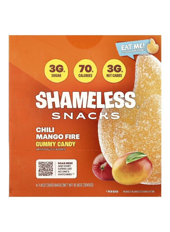 Shameless Snacks Shameless Snacks, Gummy Candy, Chili Mango Fire, 6 Bags, 1.8 oz (50 g) Each  - Image 1