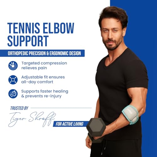 Leeford Ortho Tennis Elbow Support, Neoprene Elbow Band for Pain Relief, with Adjustable Velcro Strap for Gym Workout, Lightweight, Skin-Friendly for Men and Women (Size S) - Image 3