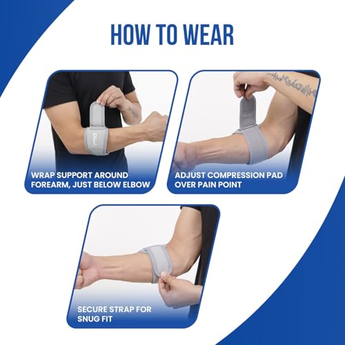Leeford Ortho Tennis Elbow Support, Neoprene Elbow Band for Pain Relief, with Adjustable Velcro Strap for Gym Workout, Lightweight, Skin-Friendly for Men and Women (Size S) - Image 4
