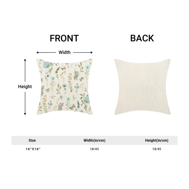 AEIOAE Spring Pillow Covers 18x18 Inch Set of 2, Aqua Teal Sage Green Wild Flower Throw Pillows Case,Colorful Seasonal Floral Plant Outdoor Decorative Farmhouse Decor Cushion Covers for Sofa Bed Couch - Image 5