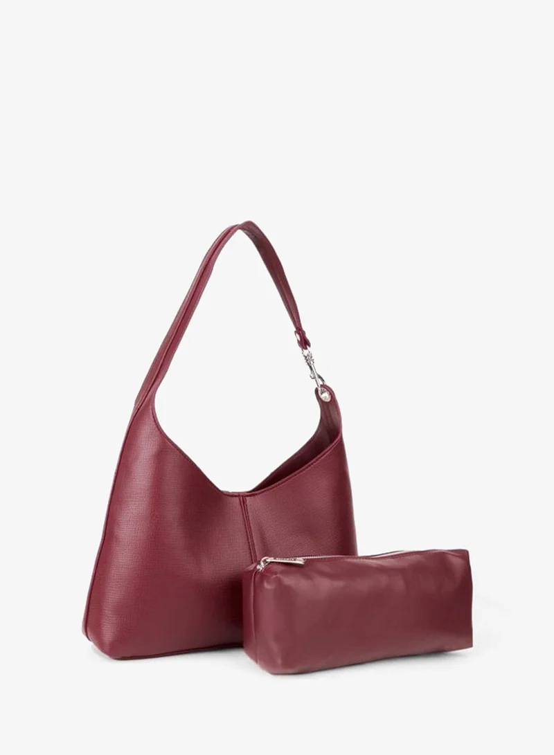 Women's Burgundy Turna Organizer Faux Leather Snap-Closure Hook Strap Hand, Arm and Shoulder Bag.