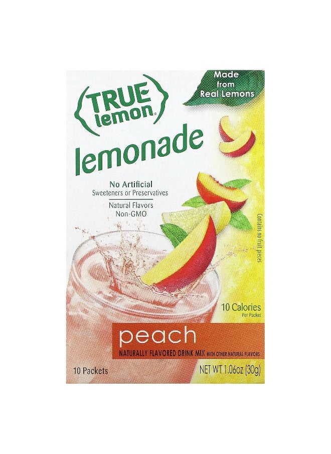 True Citrus True Citrus, True Lemon, Lemonade, Peach, 10 Packets, 0.11 oz (3 g) Each  - Image 1
