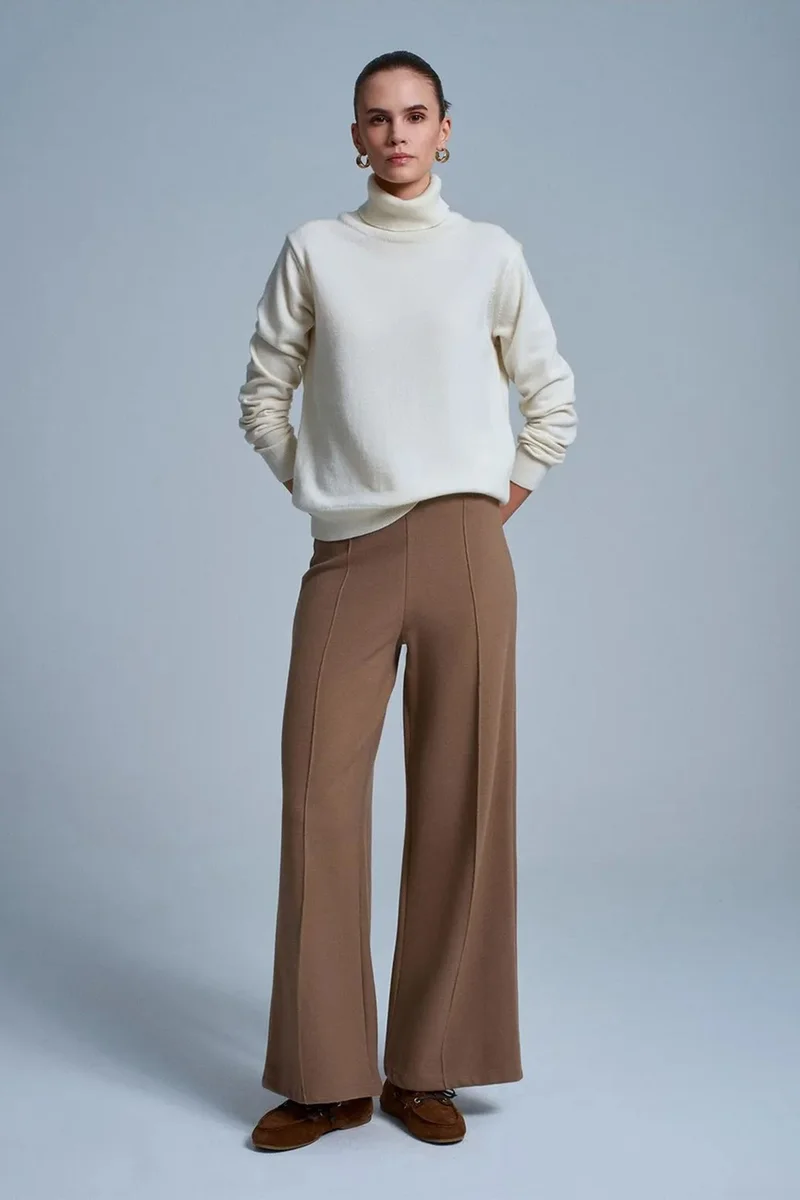 DILVIN Women's Wide-Leg Knit Trousers