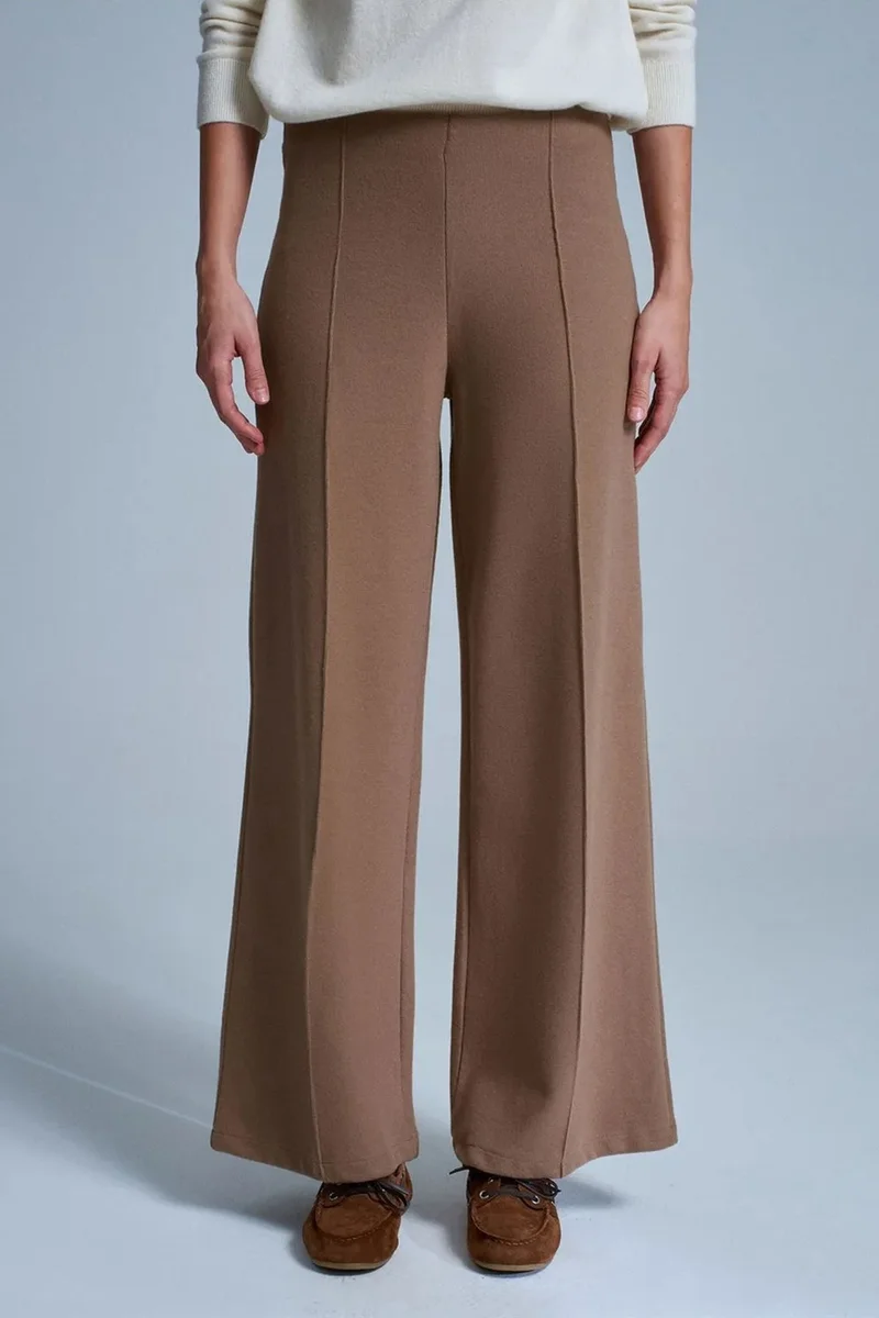 Dilvin Camel Brown DILVIN Women's Wide-Leg Knit Trousers for Women | Best Price UAE