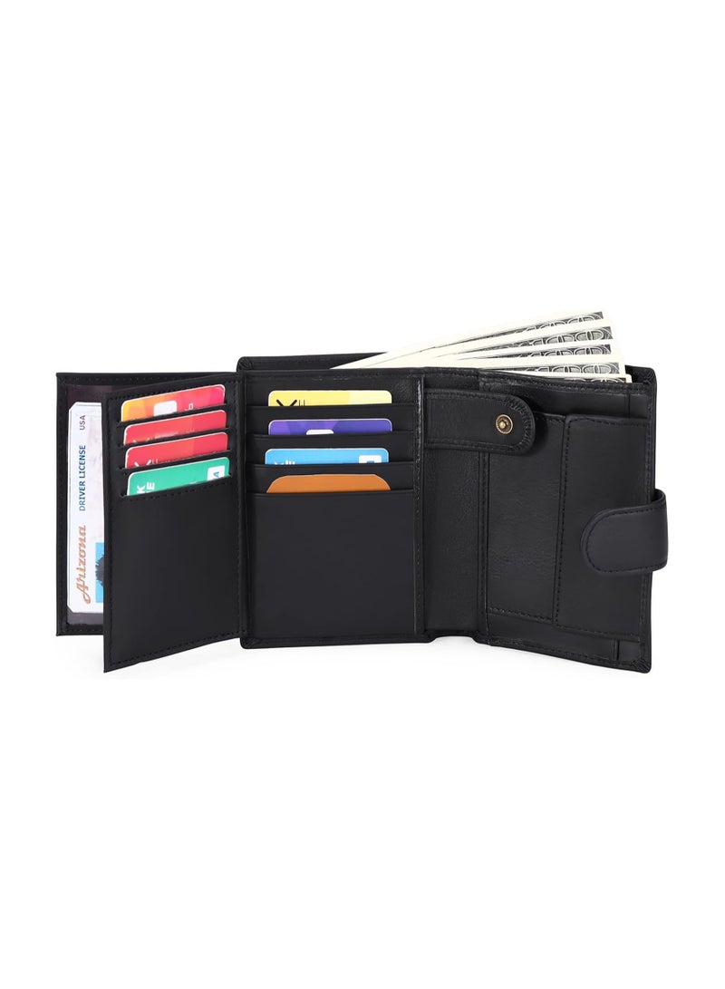 SYOSI Men's Wallets, Multifunctional Rfid Blocking Leather Wallet, Credit Card Trifold Compact Wallets with 16 X Card Slots, for Men With Id Window & Coin Pocket, Protect Personal Information - Image 3