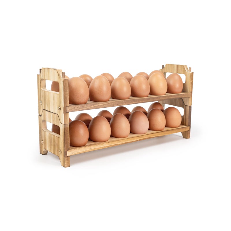 Yuoyar Wooden Fresh Egg Holder Countertop - Stackable egg storage for Gathering Fresh Eggs - 24-Hole Egg Rack for Counter - Image 1