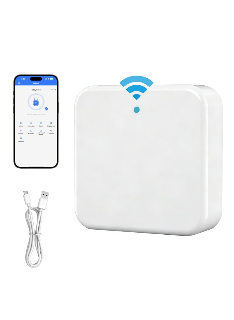 ماكايورون بوابة Makayuron الذكية G2 بتقنية TTLock Wi-Fi، جسر بلوتوث Wi-Fi بتردد 2.4GHz، محور G2 للتحكم والإدارة عن بُعد لأقفال الأبواب الذكية Bluetooth Deadbolt عبر تطبيق TTLock، متوافق مع Alexa وGoogle Home - Image 1