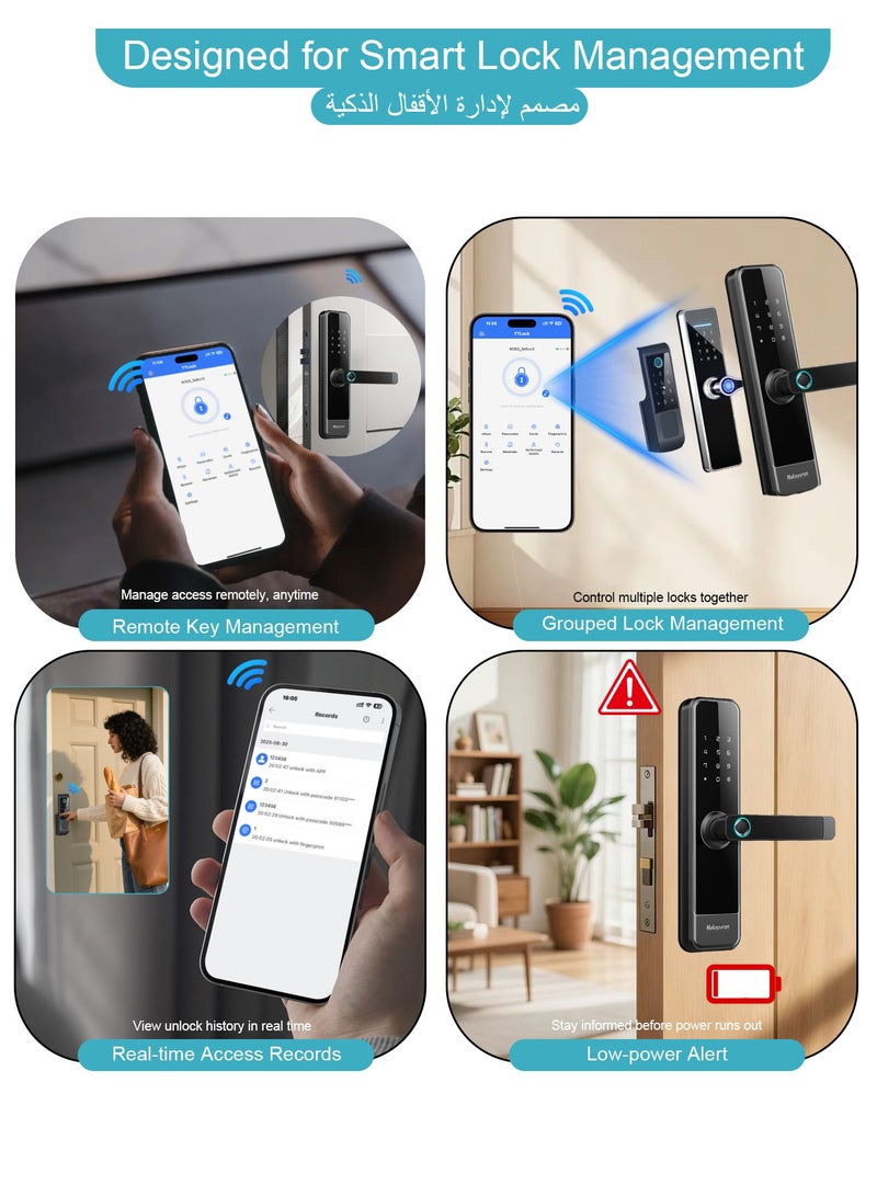 ماكايورون بوابة Makayuron الذكية G2 بتقنية TTLock Wi-Fi، جسر بلوتوث Wi-Fi بتردد 2.4GHz، محور G2 للتحكم والإدارة عن بُعد لأقفال الأبواب الذكية Bluetooth Deadbolt عبر تطبيق TTLock، متوافق مع Alexa وGoogle Home - Image 3