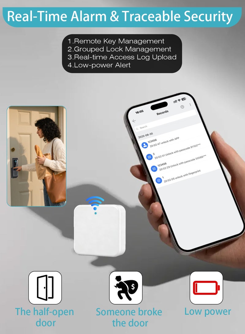 ماكايورون بوابة Makayuron الذكية G2 بتقنية TTLock Wi-Fi، جسر بلوتوث Wi-Fi بتردد 2.4GHz، محور G2 للتحكم والإدارة عن بُعد لأقفال الأبواب الذكية Bluetooth Deadbolt عبر تطبيق TTLock، متوافق مع Alexa وGoogle Home - Image 4