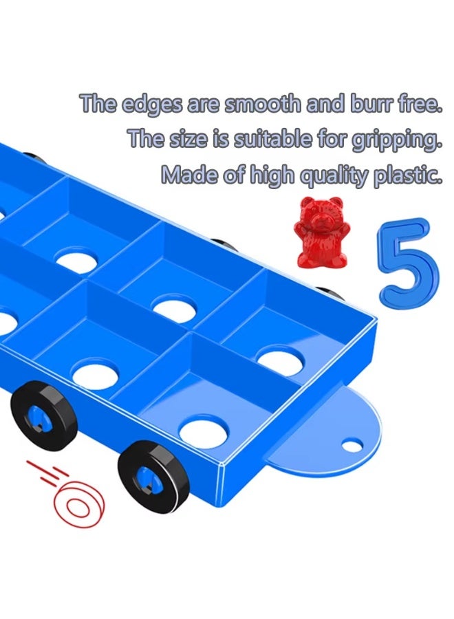 Ten-Frame Train Math Montessori Toy, Educational Counting Toy with 60 Bears, Dice, Ticket Cards, Turntable, Number Blocks, STEM Toy for Preschool, Kindergarten Kids  - Image 3