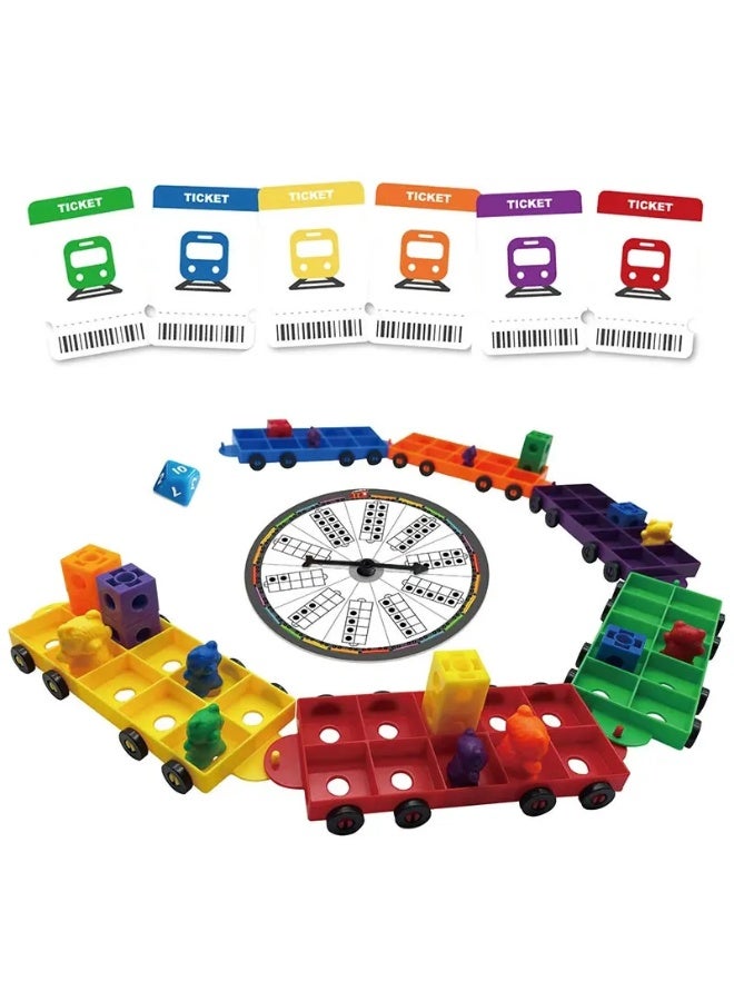 Ten-Frame Train Math Montessori Toy, Educational Counting Toy with 60 Bears, Dice, Ticket Cards, Turntable, Number Blocks, STEM Toy for Preschool, Kindergarten Kids  - Image 1