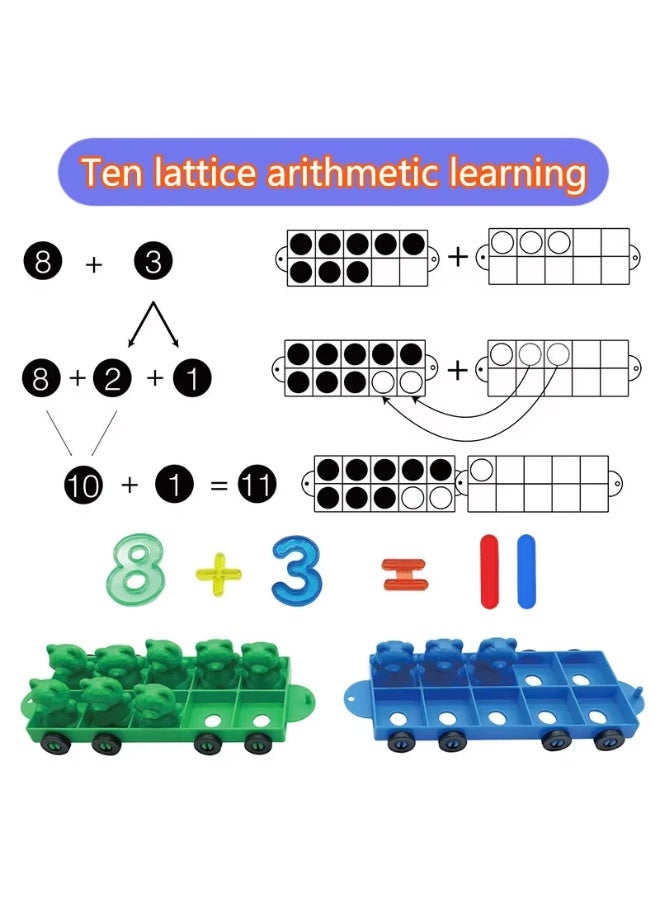 Ten-Frame Train Math Montessori Toy, Educational Counting Toy with 60 Bears, Dice, Ticket Cards, Turntable, Number Blocks, STEM Toy for Preschool, Kindergarten Kids  - Image 4