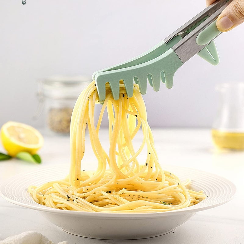 Agabani 3 Pack Green Silicone Kitchen Cooking Tongs Set Stainless Steel Nonstick Food Tong with BPA Free Silicone Tips for Serving Pasta Spaghetti Steak Pie Pizza Salad Vegetable Fruit Grilling BBQ - Image 5
