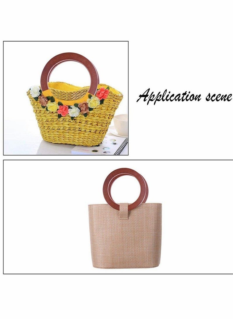 Wooden Bag Handles, 4 Pcs Round Shaped Replacement Purse Handles, 13.5 cm Handbag DIY Accessories  - Image 5