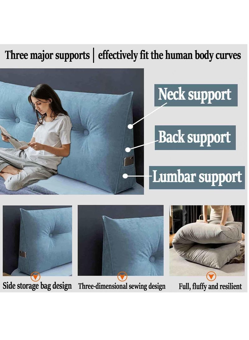 رات سو وسادة قراءة للسرير والأريكة ووسادة مدببة للأريكة ووسادة للظهر ووسادة مقعد للسرير ووسادة للكرسي ووسادة للرأس على السرير ووسادة للمقعد مع غطاء قابل للإزالة بأبعاد 150 × 50 × 20 سم. - Image 5