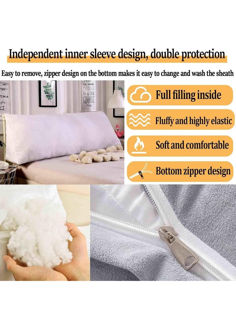 رات سو وسادة قراءة للسرير والأريكة ووسادة مدببة للأريكة ووسادة للظهر ووسادة مقعد للسرير ووسادة للكرسي ووسادة للرأس على السرير ووسادة للمقعد مع غطاء قابل للإزالة بأبعاد 150 × 50 × 20 سم. - Image 3