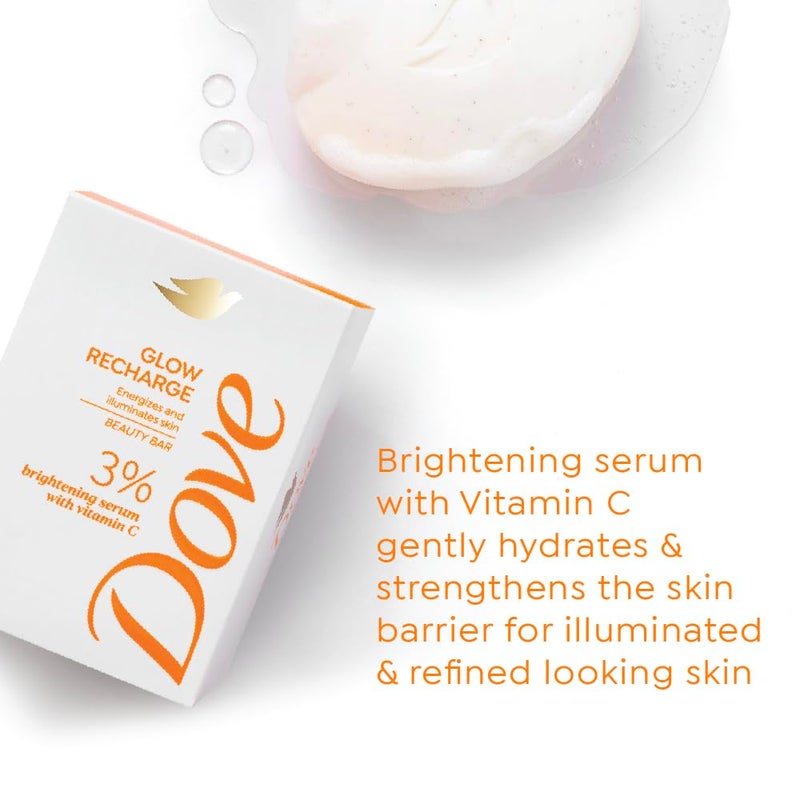Dove Glow Recharge Serum Beauty Bar  3 Brightening serum  Vit C  Energizes  Illuminates skin  Paraben  SLS free  125g - Image 3