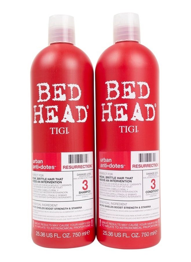 BED HEAD - Tigi Bed Head Urban Antidotes Resurrection Conditioner Damage Level 3, 25.36 Oz (Pack Of 2) - Image 1