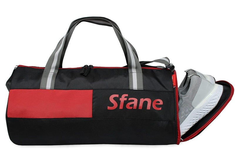 SFANE 9.84 inches Men & Women Polyester Blue & Black Sports Duffel with Shoe Compartment Gym Bag - Image 1
