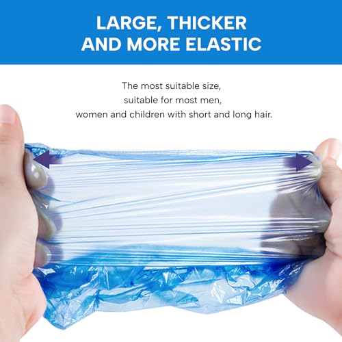 Years calm 100+10 Shower Caps Disposable, Waterproof Plastic Bath Caps, Elastic Hair Processing Caps for Women Man Kids Girls, Hotel, Home Use (Blue) - Image 3