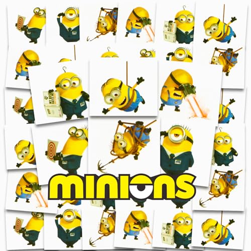 Minions Tattoos Party Favors Bundle 72 Perforated Individual 2 x 2 Despicable Me Temporary Tattoos for Kids Boys Girls Minions Party Supplies - Image 1