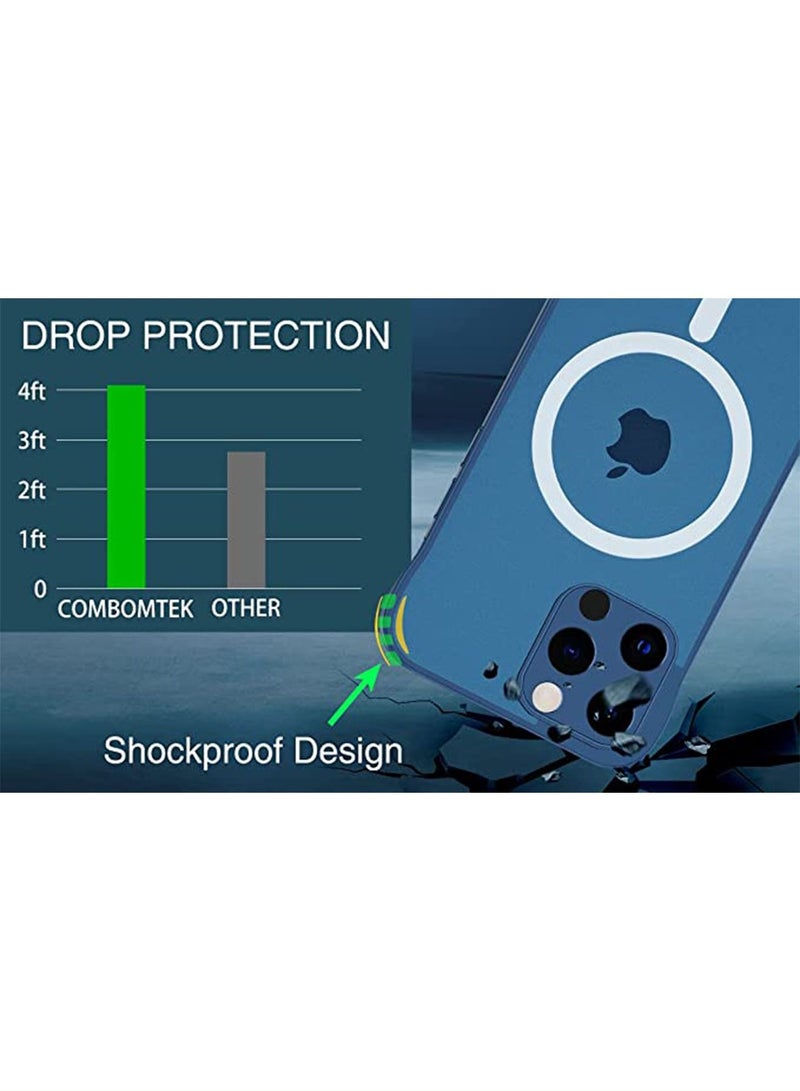 Slim Case for iPhone 14 Pro Max Compatible with MagSafe Ultra Thin Frameless Case with Mag Safe Wireless Charging Anti-Yellow Shockproof Magnetic Cover Blue  - Image 4