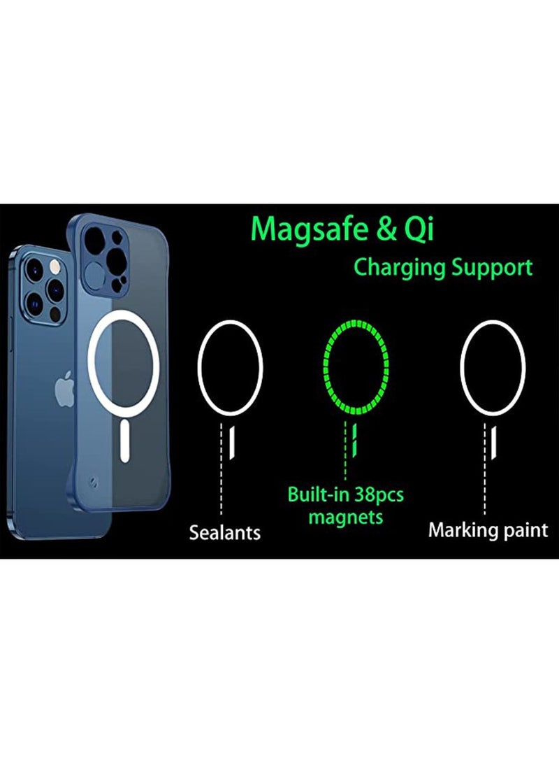 Slim Case for iPhone 14 Pro Max Compatible with MagSafe Ultra Thin Frameless Case with Mag Safe Wireless Charging Anti-Yellow Shockproof Magnetic Cover Blue  - Image 3