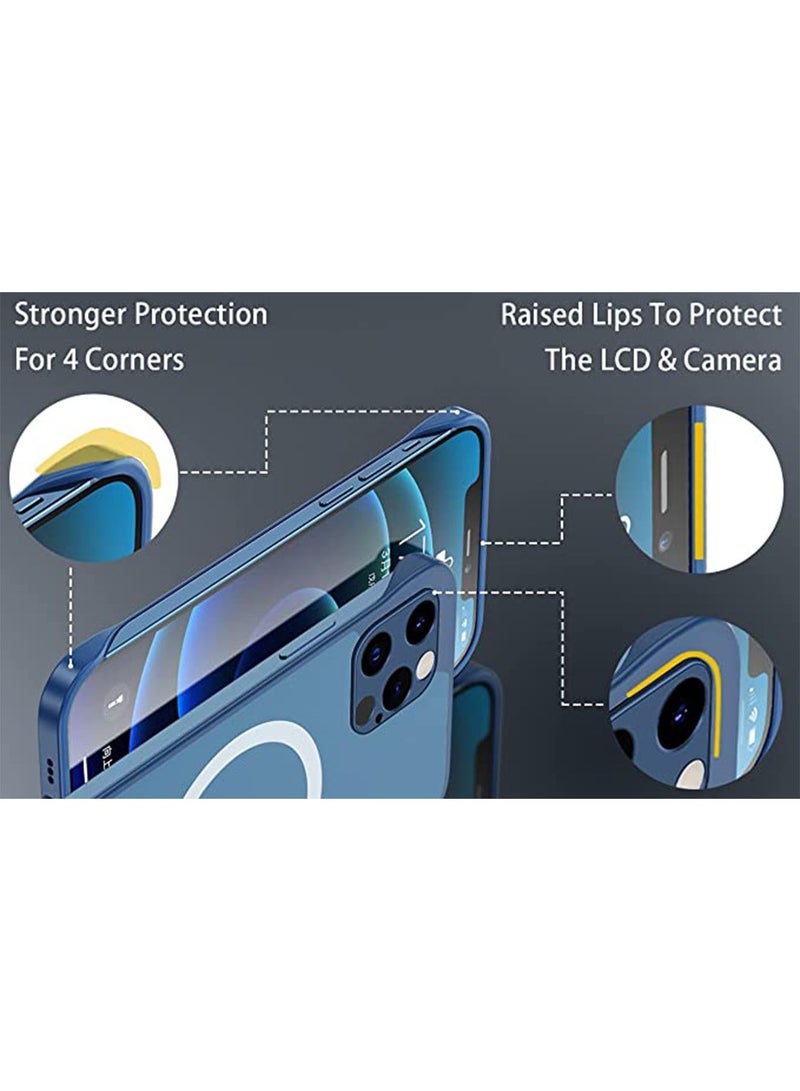Slim Case for iPhone 14 Pro Max Compatible with MagSafe Ultra Thin Frameless Case with Mag Safe Wireless Charging Anti-Yellow Shockproof Magnetic Cover Blue  - Image 2