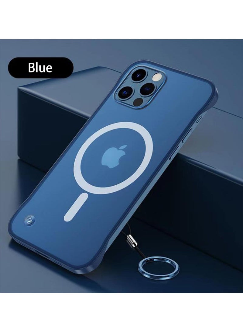 Slim Case for iPhone 14 Pro Max Compatible with MagSafe Ultra Thin Frameless Case with Mag Safe Wireless Charging Anti-Yellow Shockproof Magnetic Cover Blue