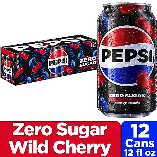 Pepsi Zero Sugar Cola Soda Wild Cherry 12 Fl Oz Cans Pack of 12 - Image 5