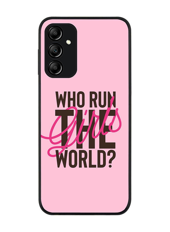 Stylizedd Rugged Black edge case for Samsung Galaxy M14 5G Slim fit Soft Case Flexible Rubber Edges Anti Drop TPU Gel Thin Cover -  Who run the world? - Image 1