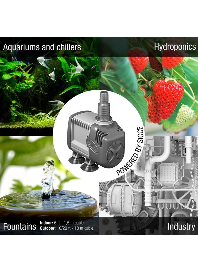 SICCE SICCE Syncra Silent 1.0 Multifunction 251 GPH Submersible Water Pump | Italian Made 16W Ultra Quiet Durable Aquarium Fish Tank, Fountain, Pond, Hydroponics, Terrarium Black | Freshwater & Saltwater  - Image 2