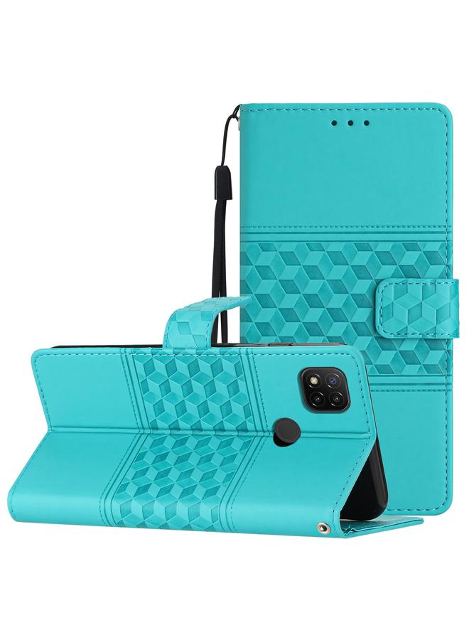 Case For Xiaomi Redmi 9C Diamond Embossed Skin Feel Leather Phone Case with Lanyard
