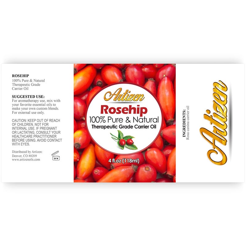 Artizen Cold Pressed Rosehip Oil - Pure, Therapeutic Grade for Skin, Hair & Nails, Ance Dropper Included - 4 fl oz - Image 2